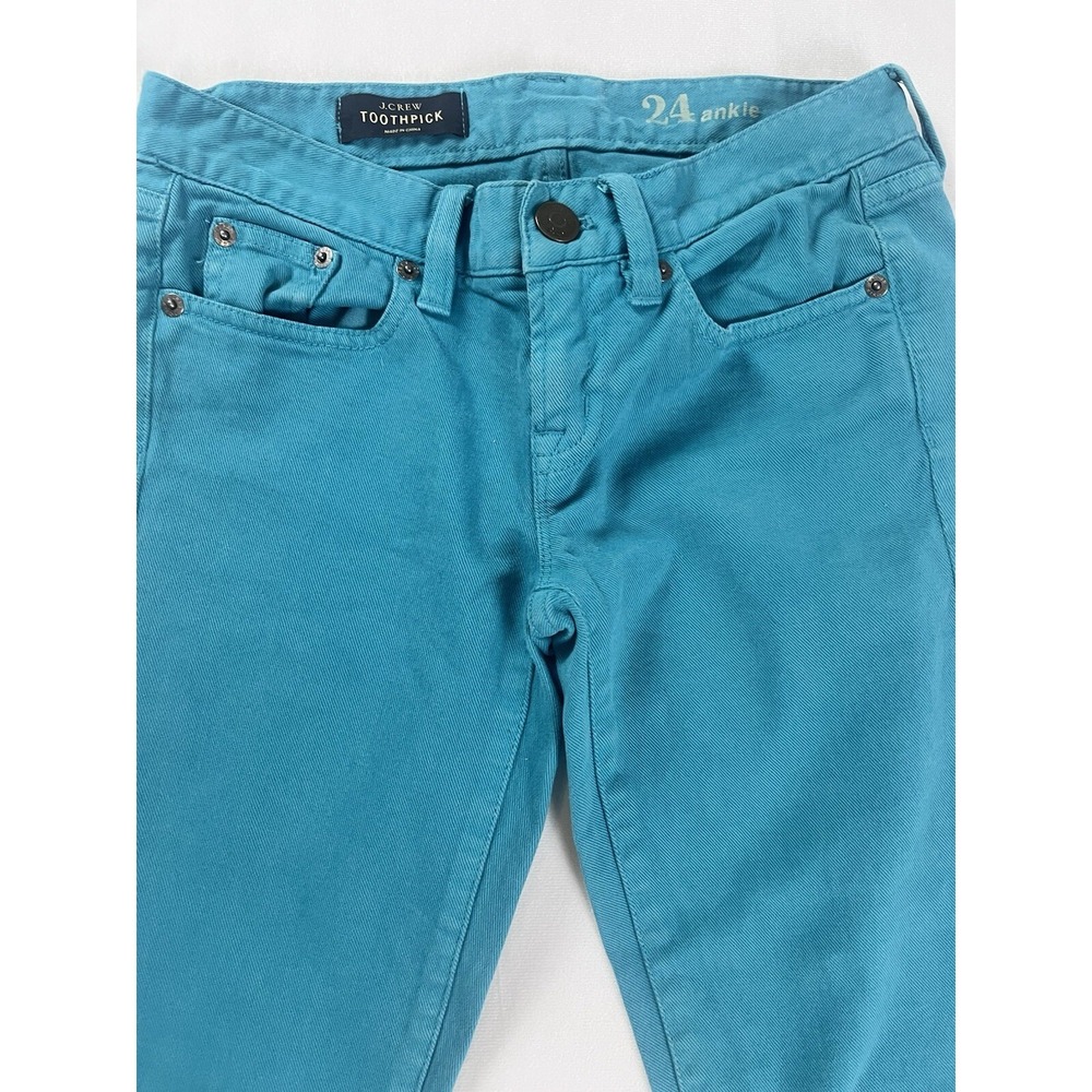 J. Crew Toothpick Skinny Jeans Women's 24 Turquoise Cotton Stretch 5-Pockets